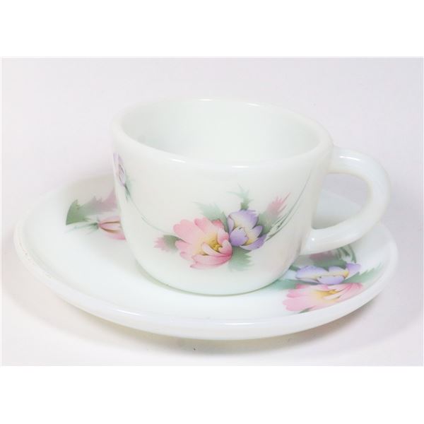 LA OPALA OPAL GLASS WARE TEACUP AND SAUCER