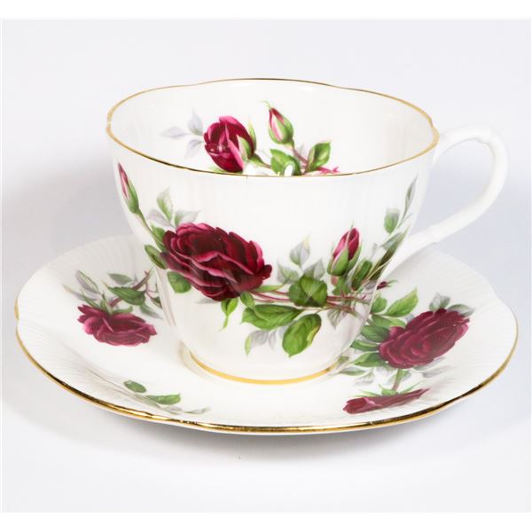 ROYAL ALBERT, ROYAL CANADIAN ROSE TEA CUP & SAUCER