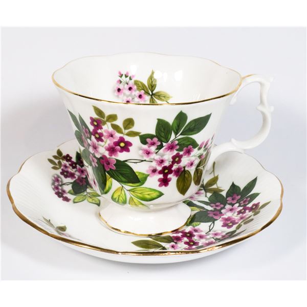 ROYAL ALBERT, FLOWER DESIGN TEA CUP AND SAUCER