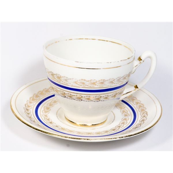 ROYAL STAFFORD BLUE BOARDER TEA CUP AND SAUCER