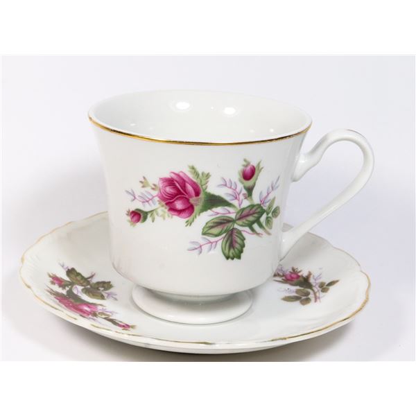 ROSE PATTERN TEA CUP AND SAUCER