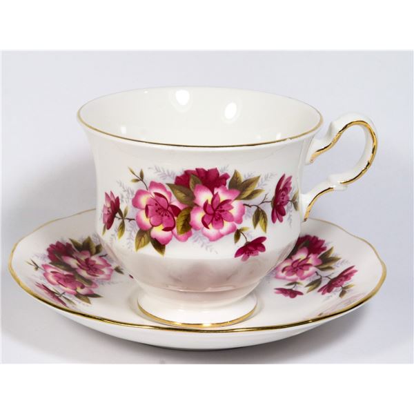 QUEEN ANNE FUCHSIA FLOWER PATTERN TEACUP & SAUCER