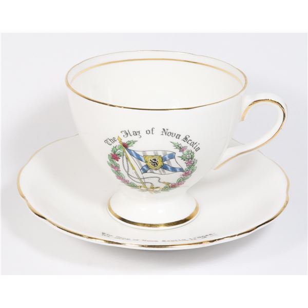 THE FLAG OF NOVA SCOTIA TEA CUP AND SAUCER