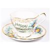 Image 1 : QUEEN ANNE "HAPPY ANNIVERSARY" TEACUP AND SAUCER