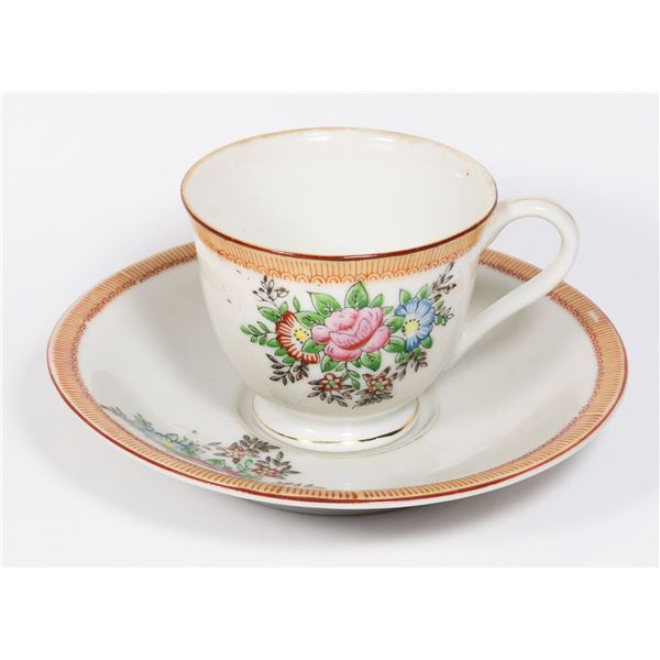 FLOWER PATTERN TEA CUP AND SAUCER