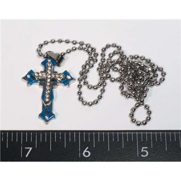 NEW RHINESTONE CROSS PENDANT NECKLACE