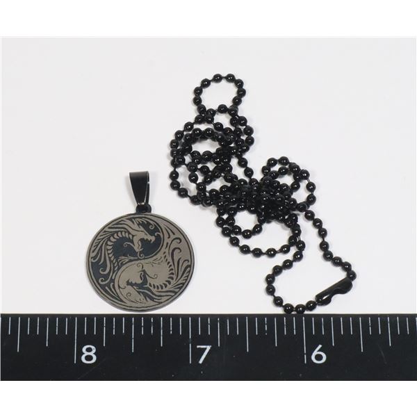 NEW YING & YANG DRAGONS CHARM NECKLACE