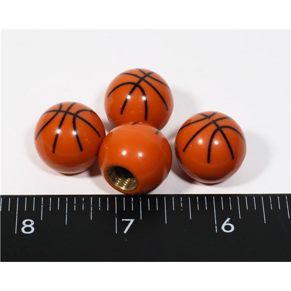 NEW 4PC BASKETBALL DESIGN TIRE VALVE STEM CAPS