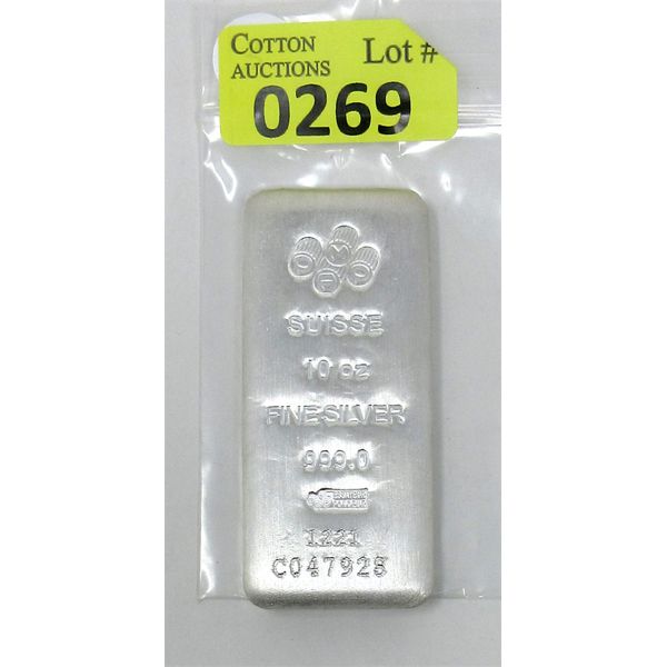 10 Oz .999 Silver PAMP Suisse Serial Numbered Bar