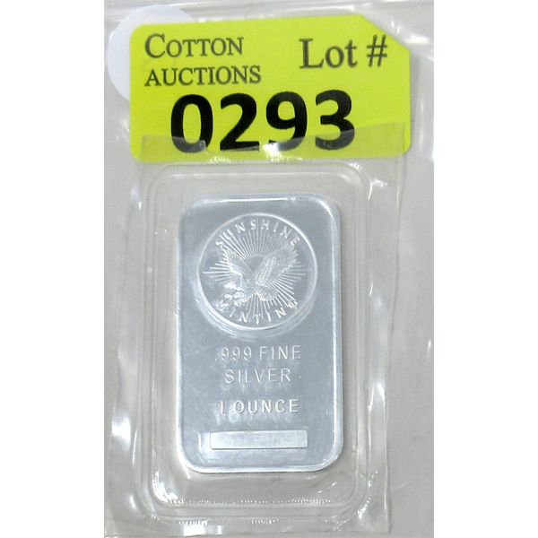 1 Oz .999 Silver Sunshine Minting Bar with Decoder Back