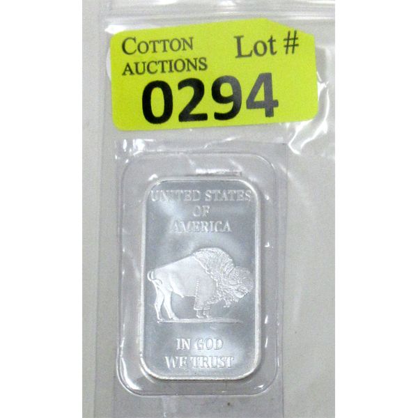 1 Oz .999 Silver USA Buffalo 2-Sided Bar