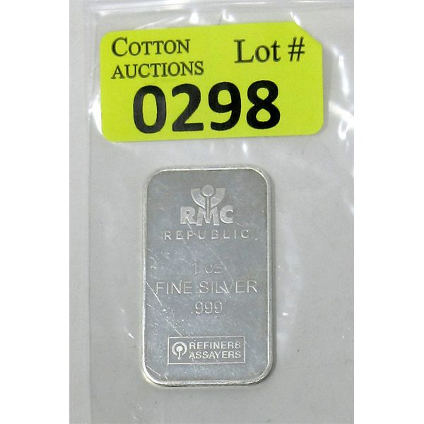 1 Oz .999 Silver RMC Republic Metals Bar