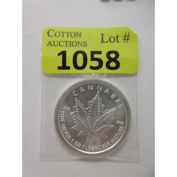 1 Oz .999 Silver Cannabis 2013 Silver Shield Round