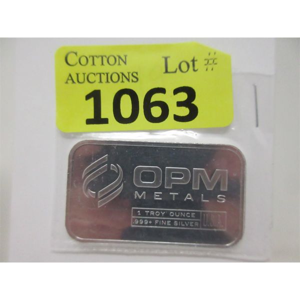 1 Oz .999+ Silver OPM Metals Bar 