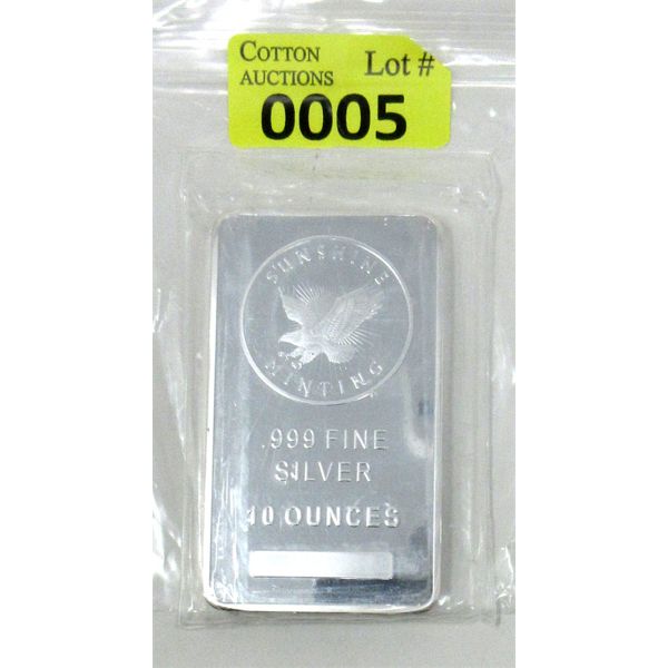 10 Oz .999 Silver Sunshine Minting Bar with Decoder Back