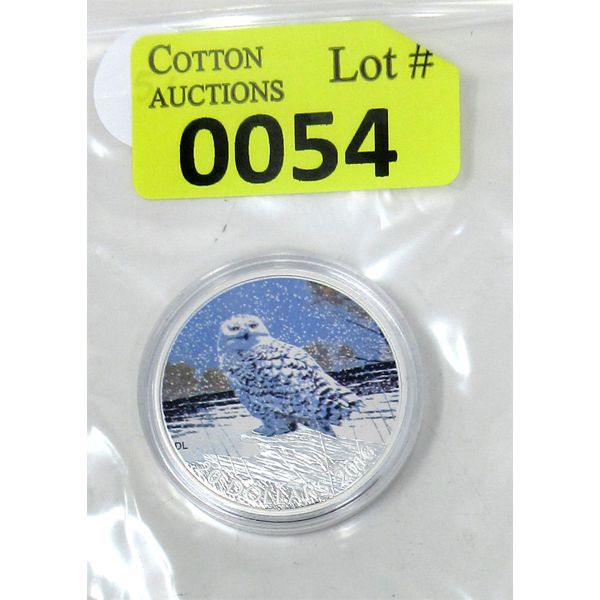 1 Oz .9999 Silver 2016 Colorized Snowy Owl $20 Coin 