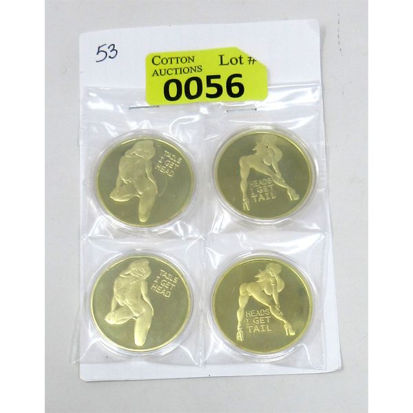 4 x 1 Oz. Gold Clad Nude Art Rounds in Capsules