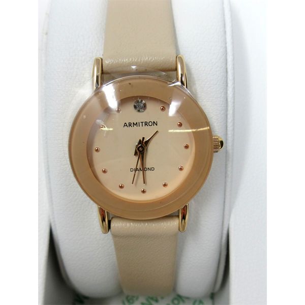 Brand New Ladies Armitron Diamond-Set Watch with Leather Strap