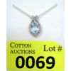 Image 1 : 2.5 CT Blue Topaz & Diamond Sterling Silver Pendant