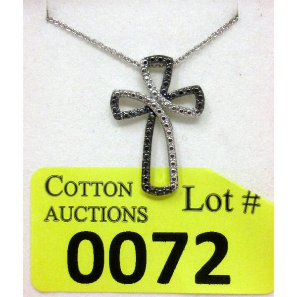 Two Tone Diamond Cross Pendant 