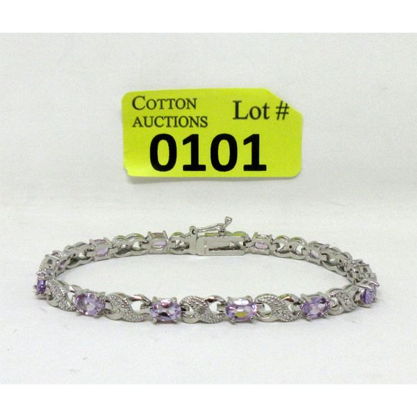 6+ CTW Amethyst & Diamond Tennis Bracelet 