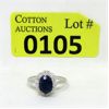 Image 1 : 1.55 CT Sapphire & Diamond Sterling Silver Ring 