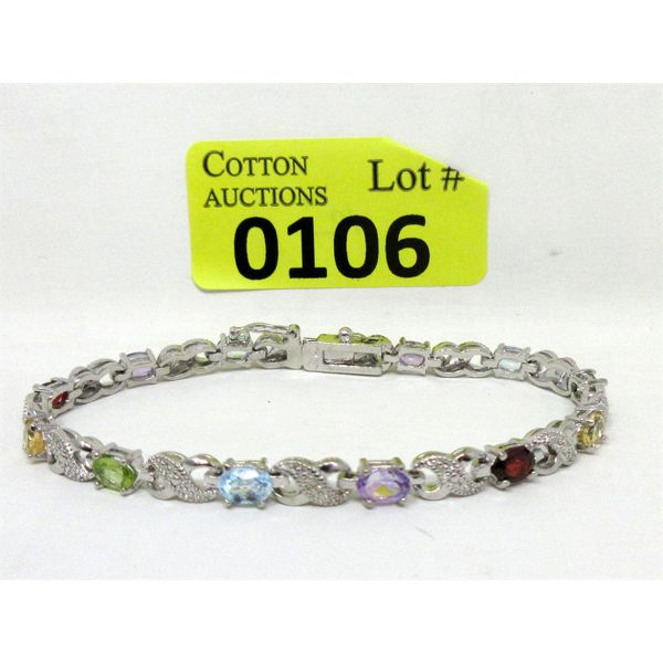 6.5 CTW Multi Gemstone & Diamond Tennis Bracelet