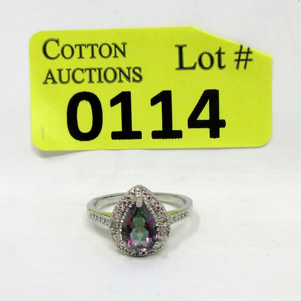 Mystic Topaz & Diamond Sterling Silver Ring 