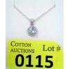 Image 1 : 1 CT Blue Topaz & Diamond Sterling Silver Pendant