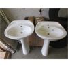 Image 1 : 2 New White Glazed Ceramic Pedestal Sinks