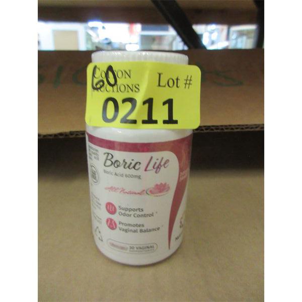 60 Bottles of Boric Life Vaginal Health Suppositories