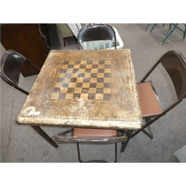 vintage folding card table & 4 chairs