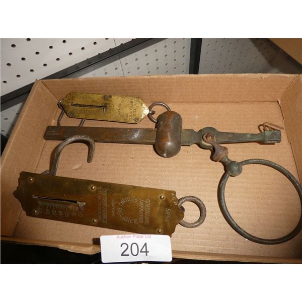 vintage brass hanging scales