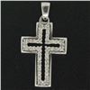Image 2 : 14k White Gold.75 ctw Round Brilliant Diamond Open Double Floating Cross Pendant