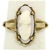 Image 5 : Antique Victorian 10k Yellow Gold Simple Petite Carved Pink Stone Cameo Ring