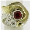 Image 1 : 18k Yellow Gold and Sterling Silver 2.73 ctw Garnet and Diamond Cocktail Ring