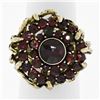 Image 1 : Vintage 14k Yellow Gold and Silver Top Old Cut Garnet Cluster Ring