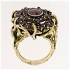Image 9 : Vintage 14k Yellow Gold and Silver Top Old Cut Garnet Cluster Ring