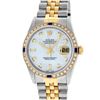 Image 2 : Rolex Mens 2 Tone Mother Of Pearl Diamond & Sapphire Oyster Perpetual Datejust W