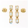 Image 4 : 14K Yellow Gold 1.10 ctw Alternating Oval Blue Topaz & Pearl Long Drop Earrings