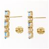 Image 5 : 14K Yellow Gold 1.10 ctw Alternating Oval Blue Topaz & Pearl Long Drop Earrings