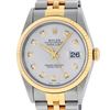 Image 2 : Rolex Mens Stainless Steel and Yellow Gold Silver Diamond 36mm Datejust Jubilee