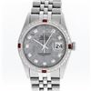 Rolex Mens Stainless Steel Meteorite Diamond And Ruby Datejust Wristwatch 36MM