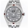 Image 2 : Rolex Mens Stainless Steel Meteorite Diamond And Ruby Datejust Wristwatch 36MM