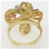 Image 5 : Vintage Detailed 14k Yellow Gold 1.35 ctw Pear Ruby Round Diamond Open Butterfly