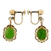 Image 6 : Vintage 14k Yellow Gold Oval Green Jade Non Pierced Earrings