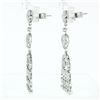 Image 4 : Elegant 18k White Gold 1.35 ctw Diamond Chandelier Milgrain Drop Dangle Earrings