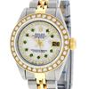 Image 1 : Rolex Ladies 2 Tone 18K MOP Emerald String Diamond Datejust Wristwatch