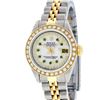Image 2 : Rolex Ladies 2 Tone 18K MOP Emerald String Diamond Datejust Wristwatch