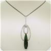 Image 1 : NEW 18k White Gold 16.5" 6.39 ctw Pear Green Tourmaline Diamond Pendant Necklace